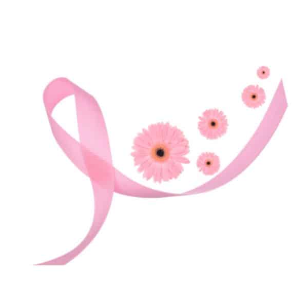 breast cancer pink ribbon with flowers
